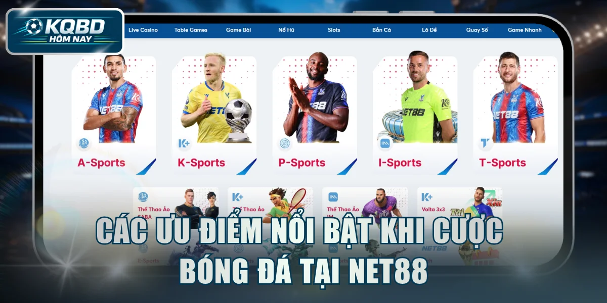 Các ưu điểm nổi bật khi cược bóng đá tại NET88