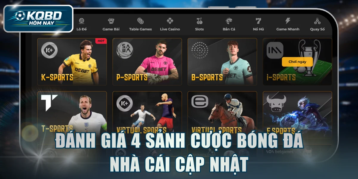 Đánh giá 4 sảnh cược bóng đá nhà cái cập nhật