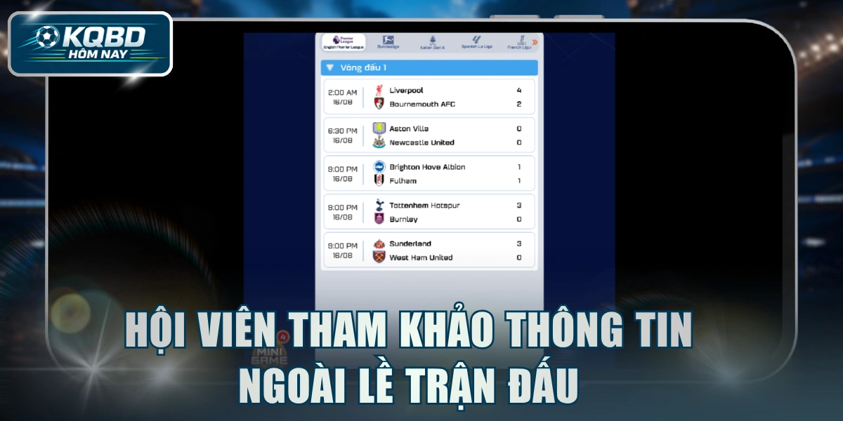 Hội viên tham khảo thông tin ngoài lề trận đấu