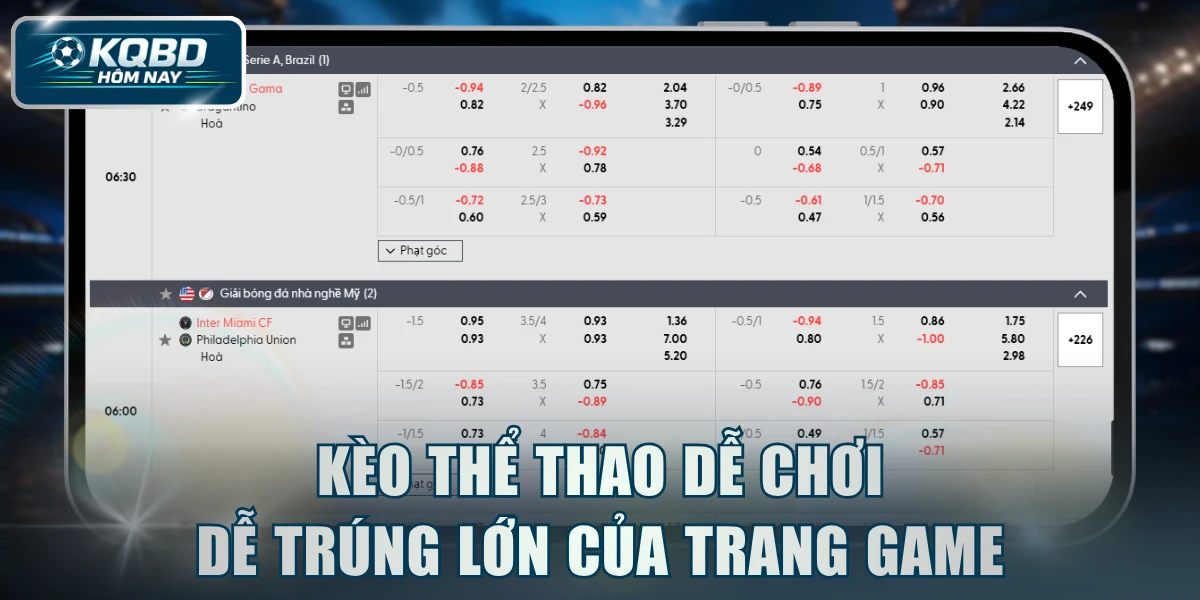 Kèo thể thao dễ chơi, dễ trúng lớn của trang game